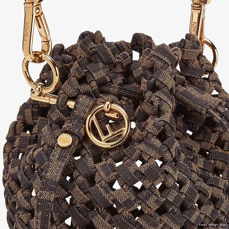 Affordable Fabric Bag Coffee Fendi Tresor In Mon Bucket Mini Interlace 0819